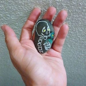 "Lazy Daisy Bones" Art Rock Skeleton Domestic Violence Survivor Charity Gift